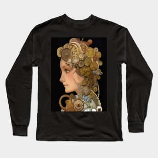 Cool Rusty Gears and Flowers Pretty Girl Steampunk Long Sleeve T-Shirt